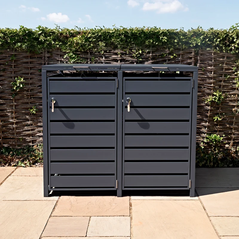 Abri Métallique pour 2 Poubelles à Roulettes - Anthracite