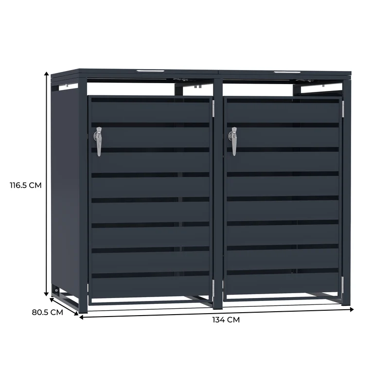 Abri Métallique pour 2 Poubelles à Roulettes - Anthracite