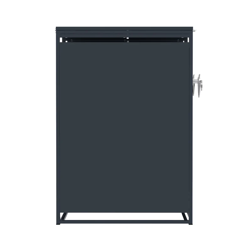 Abri Métallique pour 2 Poubelles à Roulettes - Anthracite et Bois