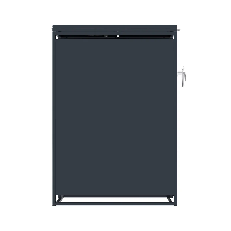 Abri Métallique pour 1 Poubelle à Roulettes - Anthracite et Bois Gris