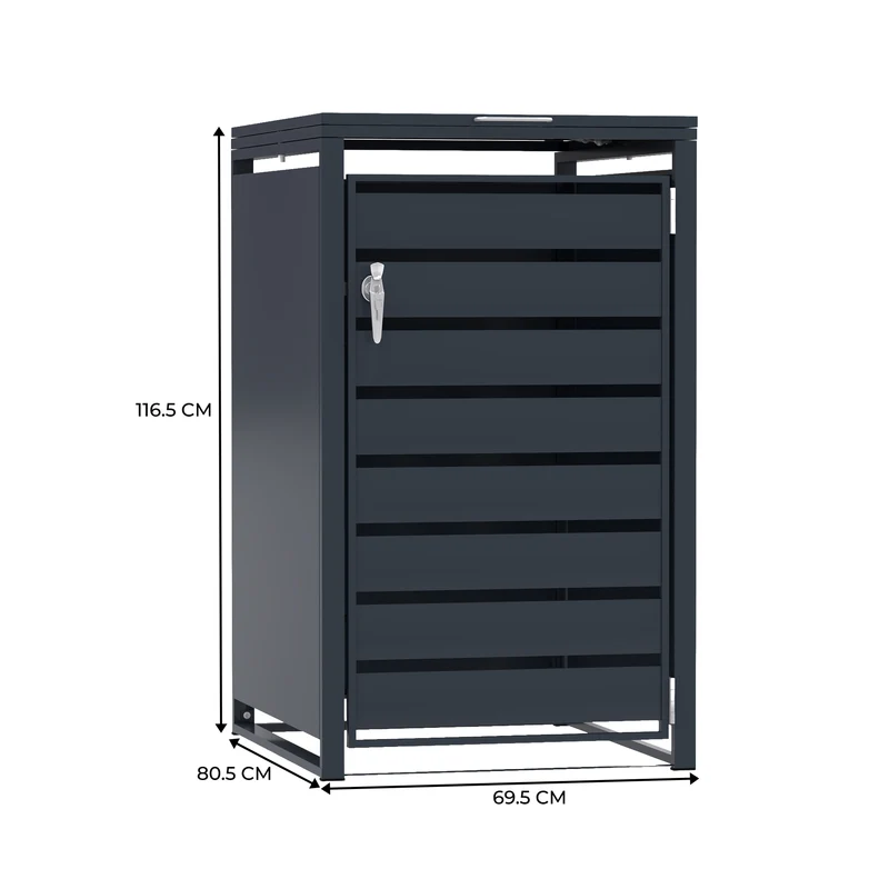 Abri Métallique pour 1 Poubelle à Roulettes - Anthracite