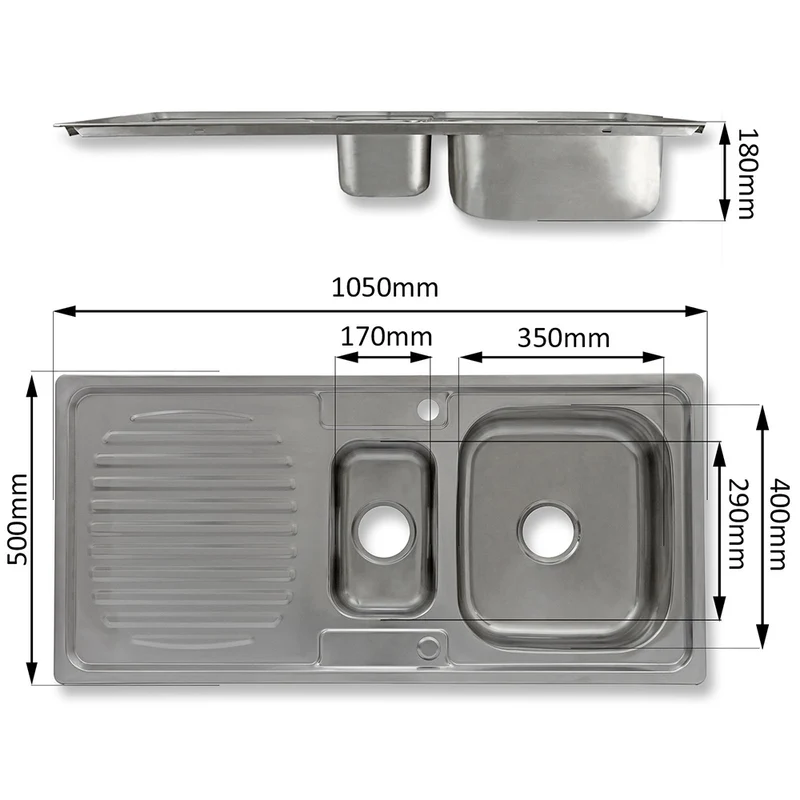 KuKoo Évier de Cuisine en Acier Inoxydable avec Robinet Victoria