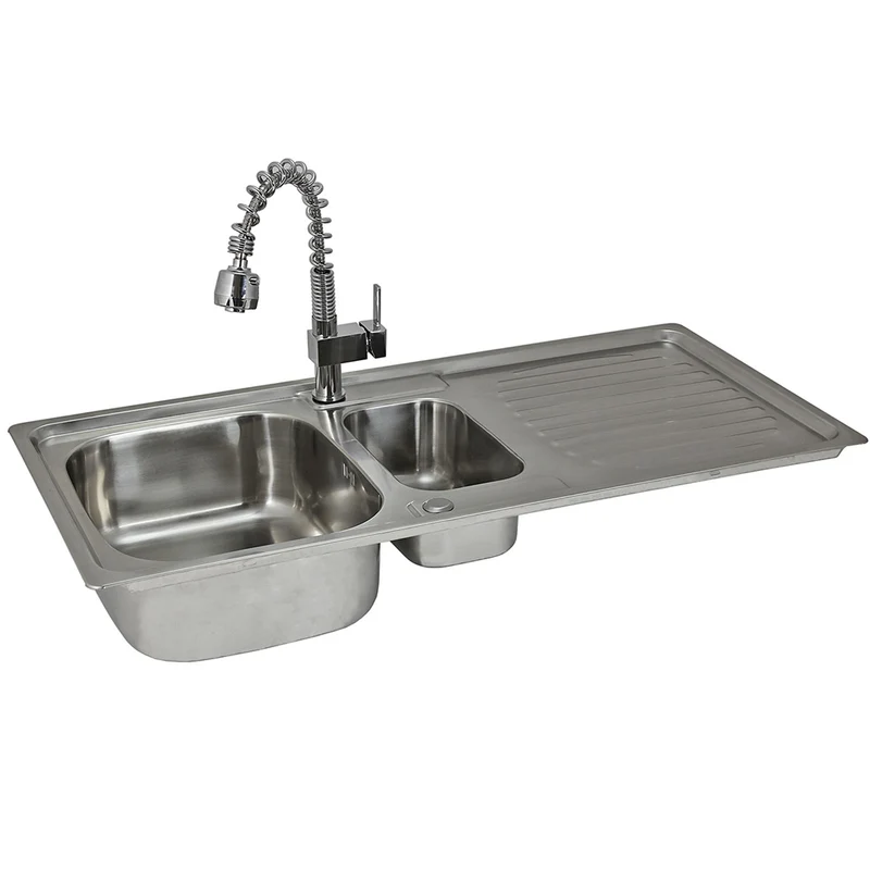 KuKoo Évier de Cuisine en Acier Inoxydable avec Robinet Padstow