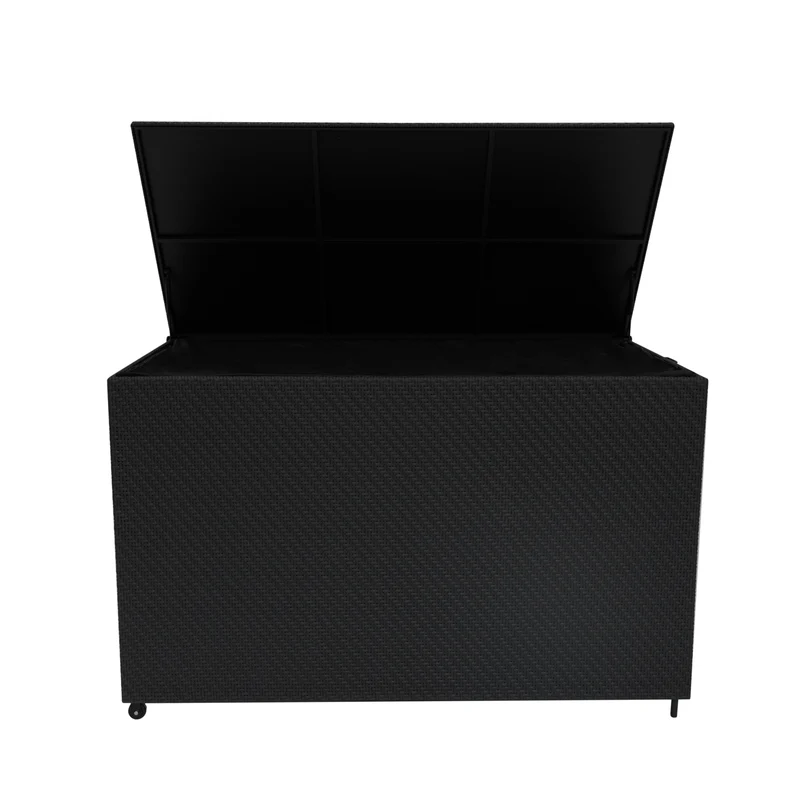 Coffre de Rangement d'Extérieur 996 L en Rotin Noir