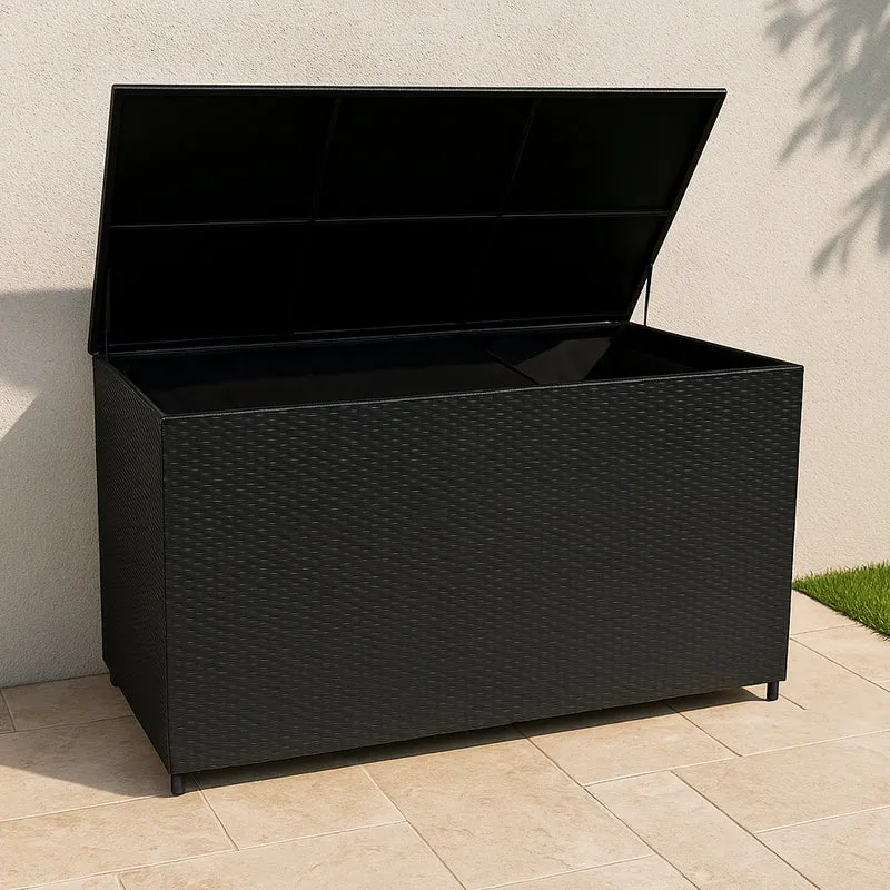 Coffre de Rangement d'Extérieur 996 L en Rotin Noir