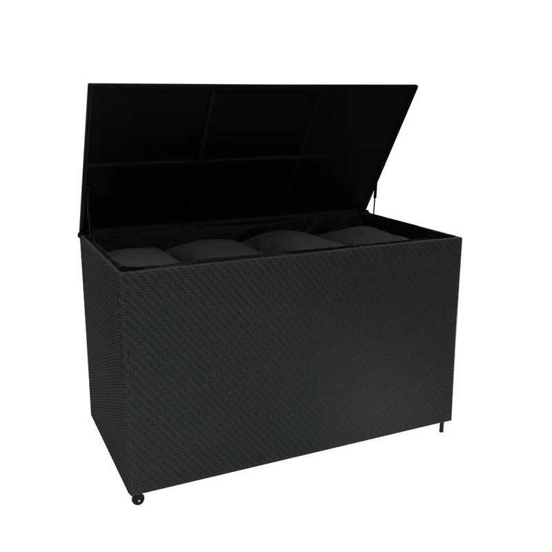 Coffre de Rangement d'Extérieur 996 L en Rotin Noir