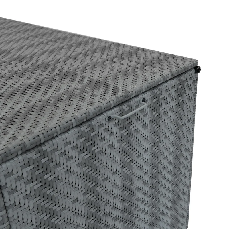 Coffre de Rangement d'Extérieur 700 L en Rotin Gris