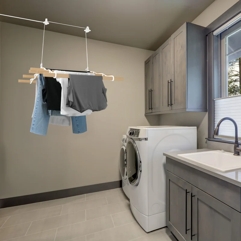 Étendoir à Linge Suspendu de 0,9 m - Blanc