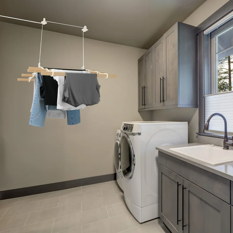 Étendoir à Linge Suspendu de 1,2 m - Ivoire