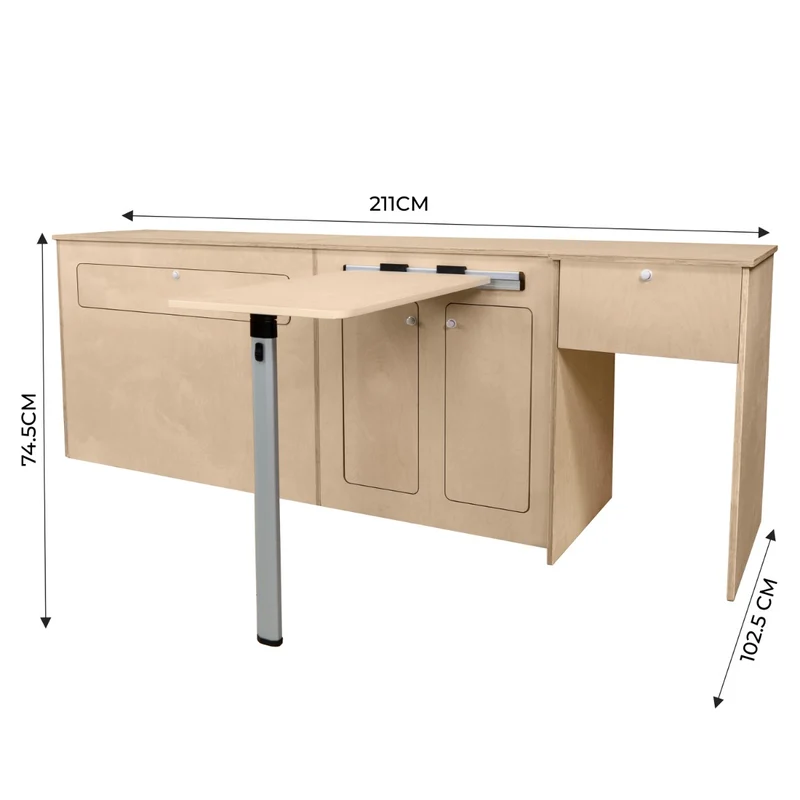 Lot de Meuble Cuisine pour Camping-Car en Contreplaqué & Frigo Noir