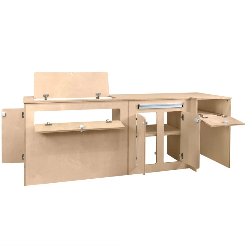 Lot de Meuble Cuisine pour Camping-Car en Contreplaqué & Frigo Noir