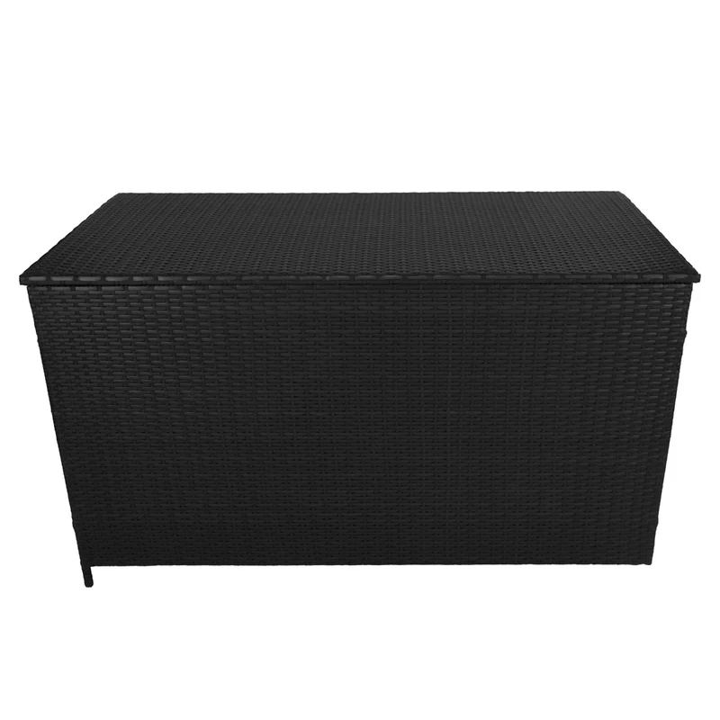 Coffre de Rangement d'Extérieur 582 L en Rotin Noir