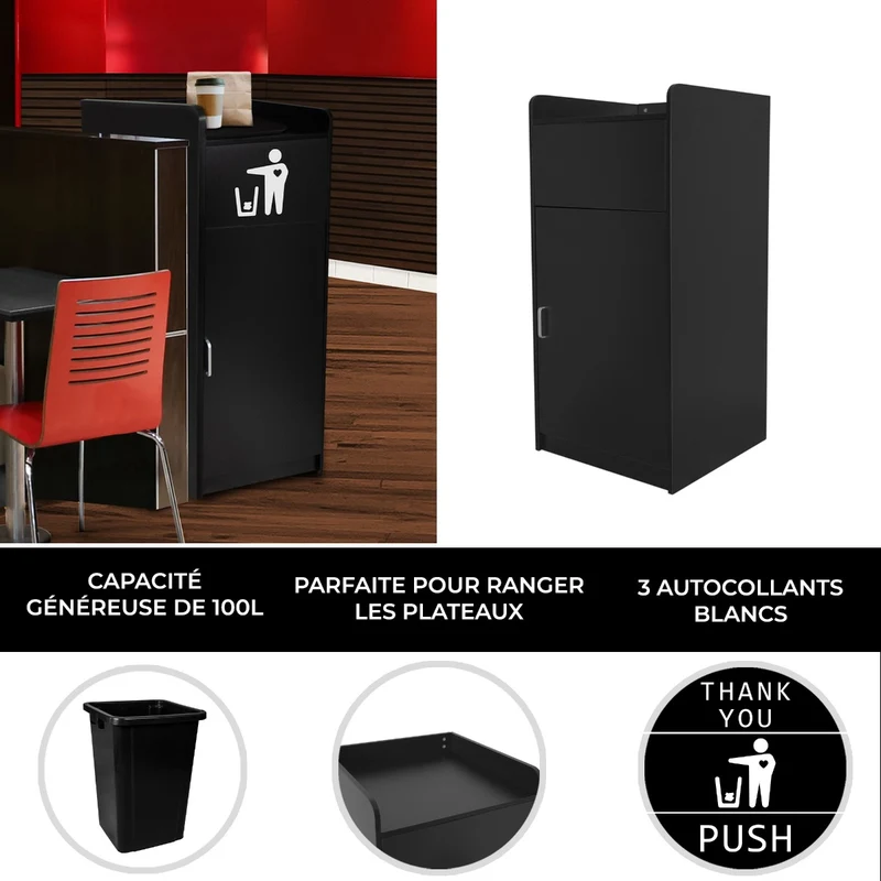 Poubelle Porte-Plateau 100 L - Noir