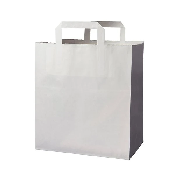 Sac en papier kraft brun / blanc avec poignée 26 x 14 x 33 cm (350 unités)