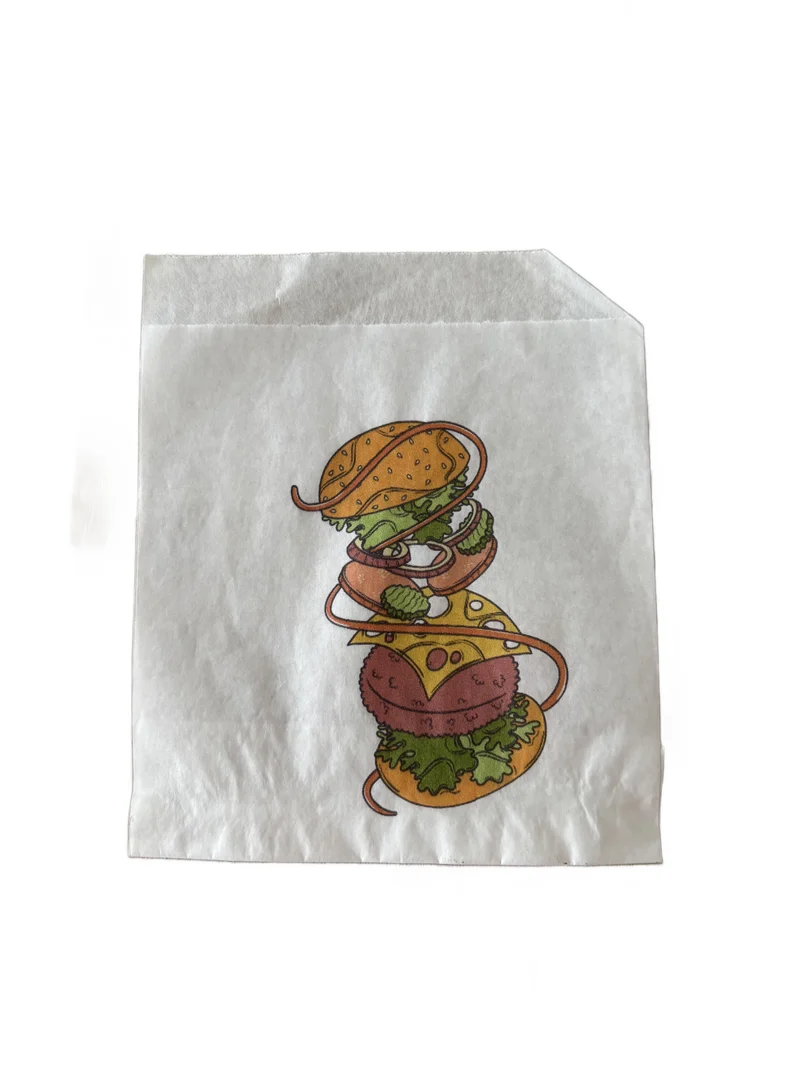 Sachet Burger Kebab fendu kraft blanc 170x170 mm - 35 g/m²