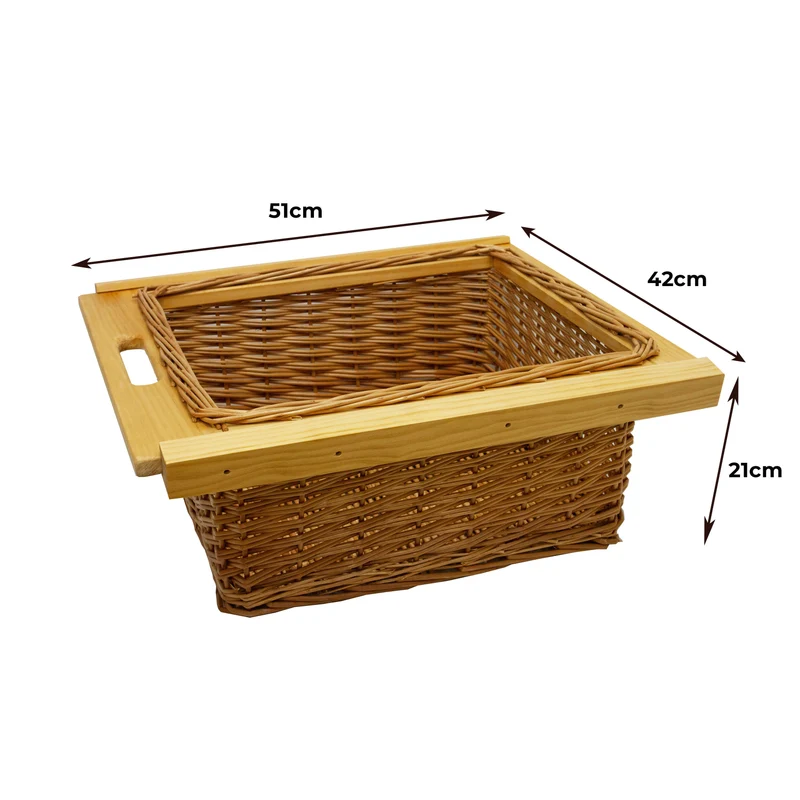 Lot de 3 Paniers Coulissants en Pin 500 mm
