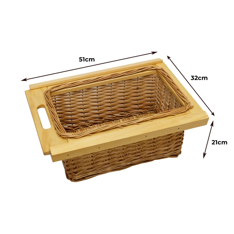 Lot de 3 Paniers Coulissants en Pin 400 mm