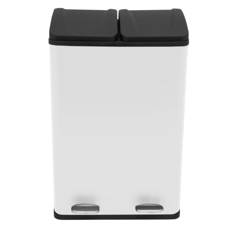 Poubelle de Recyclage à Double Bac 60 L - Blanc