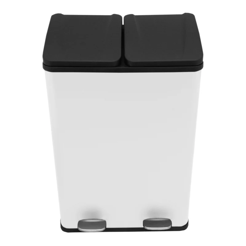 Poubelle de Recyclage à Double Bac 60 L - Blanc