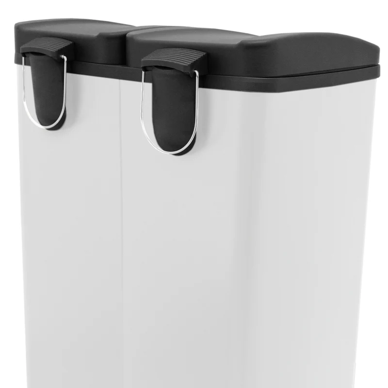 Poubelle de Recyclage à Double Bac 60 L - Blanc