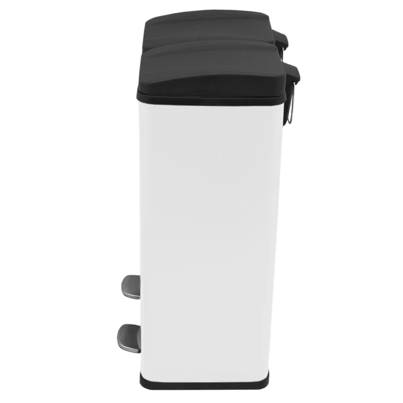 Poubelle de Recyclage à Double Bac 60 L - Blanc
