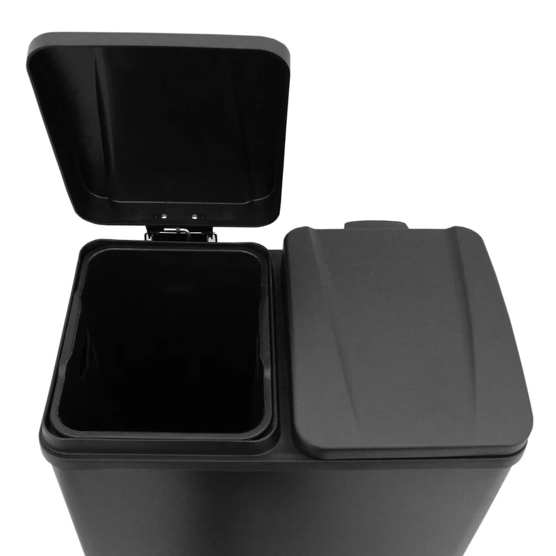 Poubelle de Recyclage à Double Bac 60 L - Noir