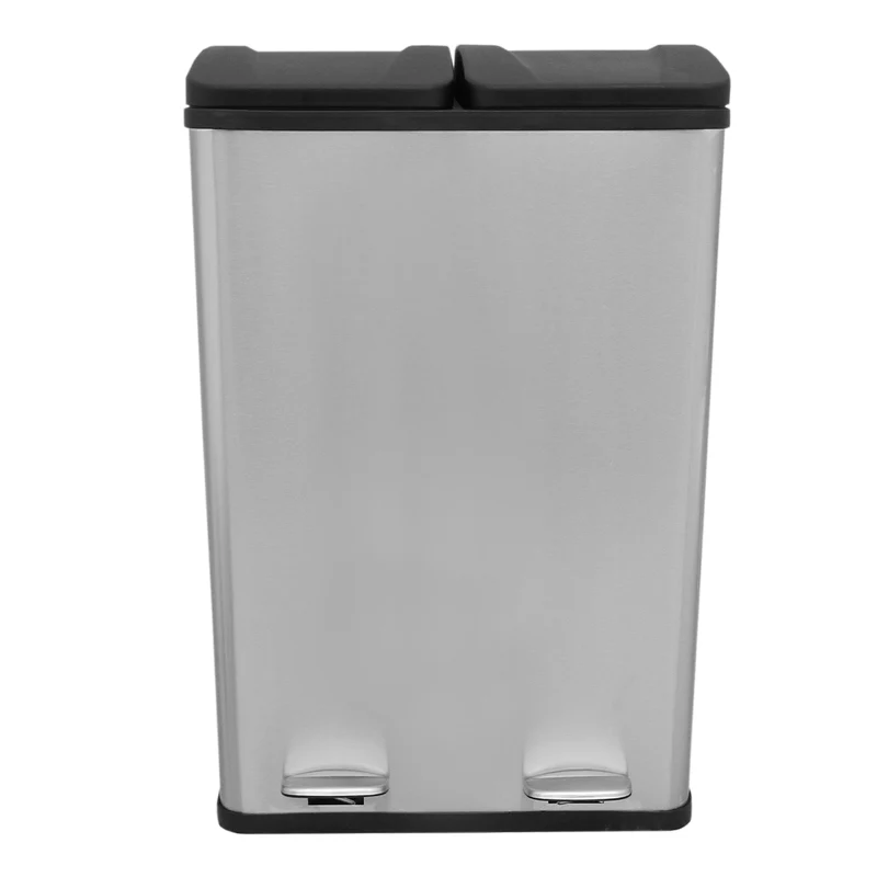 Poubelle de Recyclage à Double Bac 60 L - Acier inoxydable