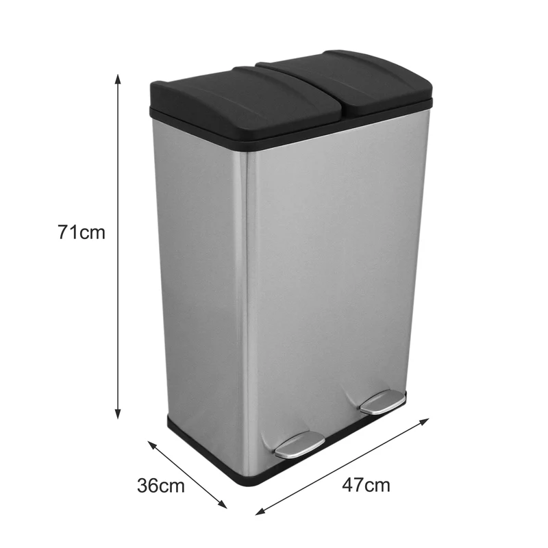 Poubelle de Recyclage à Double Bac 60 L - Acier inoxydable