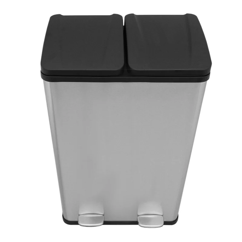 Poubelle de Recyclage à Double Bac 60 L - Acier inoxydable