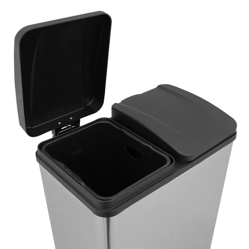 Poubelle de Recyclage à Double Bac 60 L - Acier inoxydable
