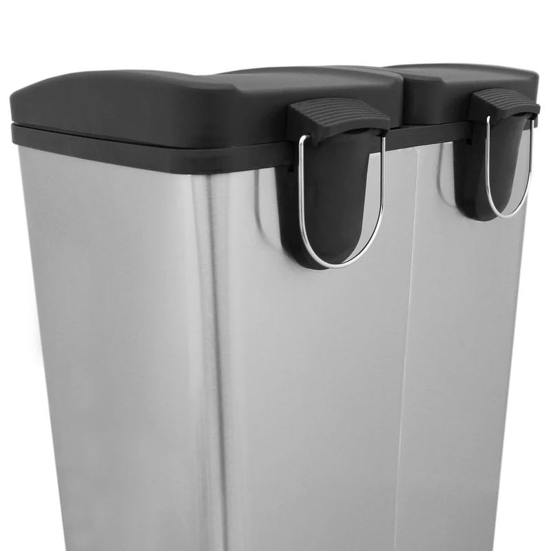 Poubelle de Recyclage à Double Bac 60 L - Acier inoxydable
