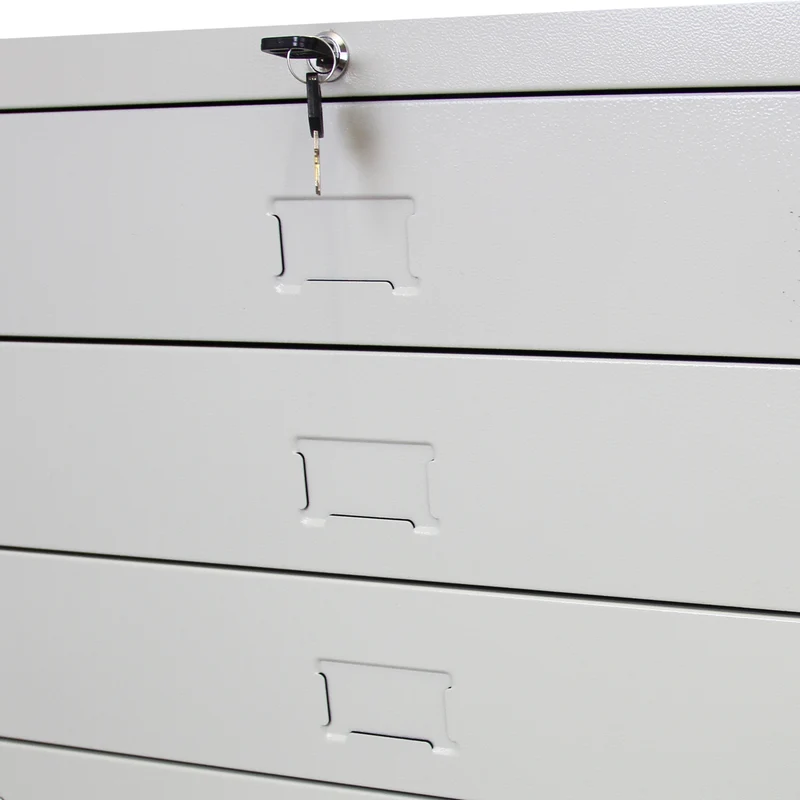 Armoire à Plans Métallique de 5 Tiroirs en Acier Gris Clair