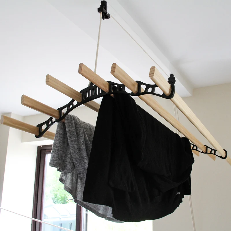 Étendoir à Linge Suspendu de 1,8 m - Noir