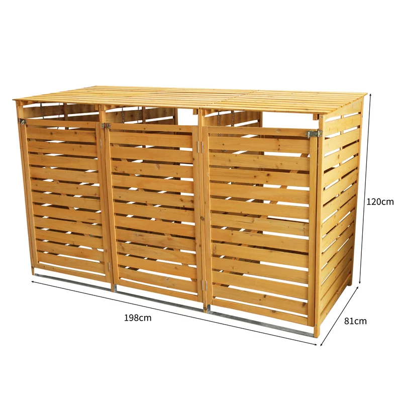 Cache-Poubelle Triple en Bois