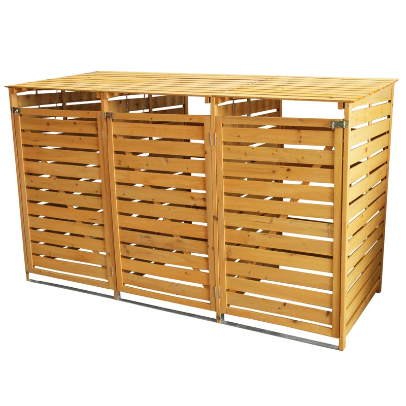 Cache-Poubelle Triple en Bois
