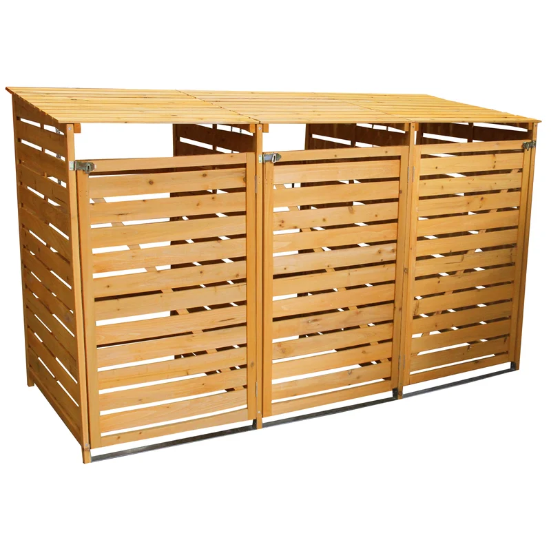 Cache-Poubelle Triple en Bois