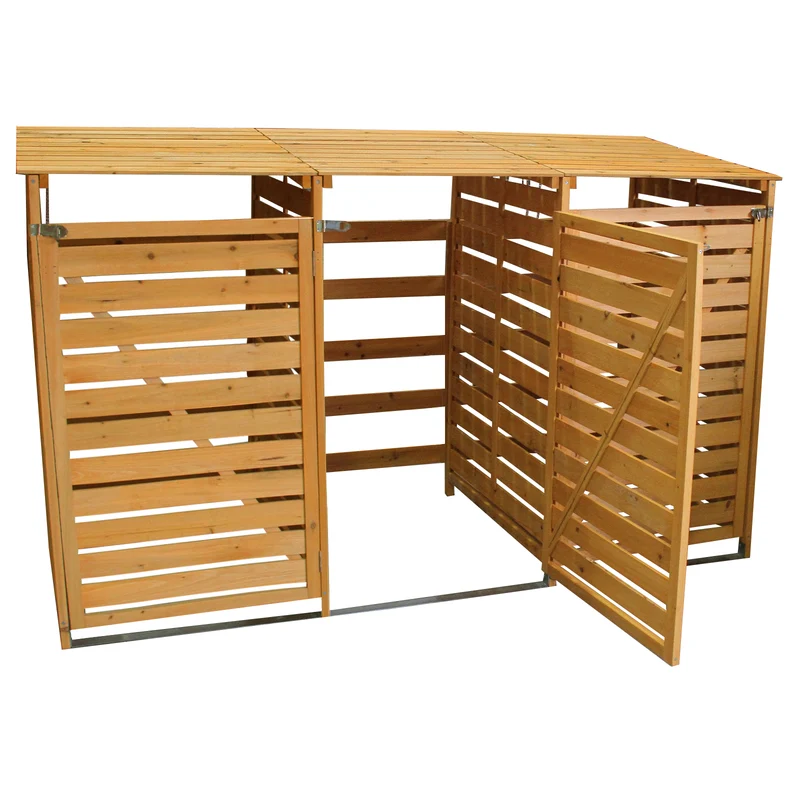 Cache-Poubelle Triple en Bois