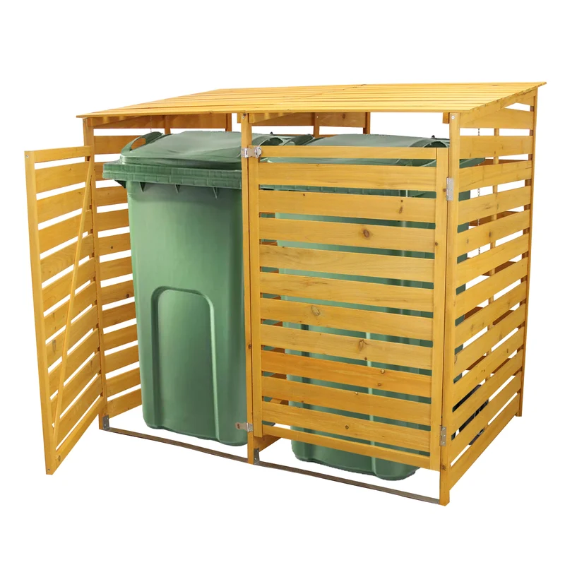 Cache-Poubelle Double en Bois