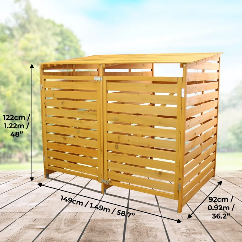 Cache-Poubelle Double en Bois