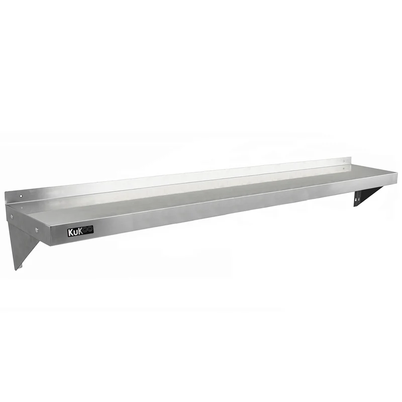 KuKoo 2 Étagères Murales en Inox - 194 cm x 30 cm