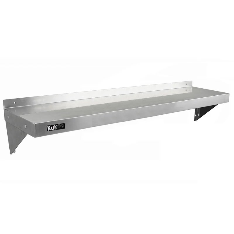 KuKoo 2 Étagères Murales en Inox - 140 cm x 30 cm