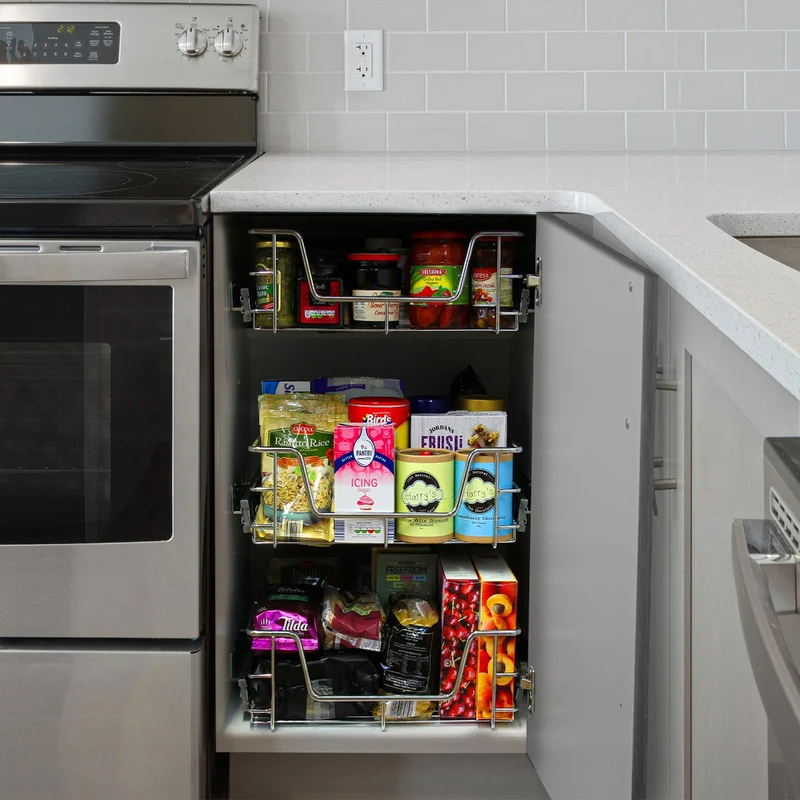 KuKoo Lot de 5 Paniers Coulissants Pour Placard de Cuisine - 30 cm