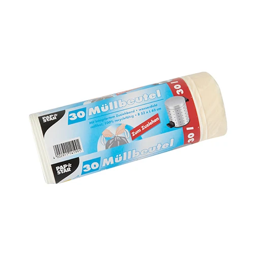 Sacs poubelle lien de fermeture. LDPE 30 l 62 cm x 53 cm blanc (270 unités)