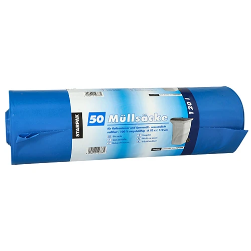 Sacs poubelle. LDPE 120 l 110 cm x 70 cm bleu, 200 unités