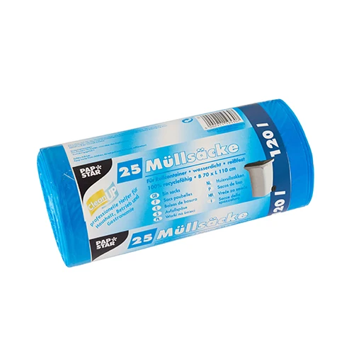 Sacs poubelle. HDPE 120 l 110 cm x 70 cm bleu (500 unités)