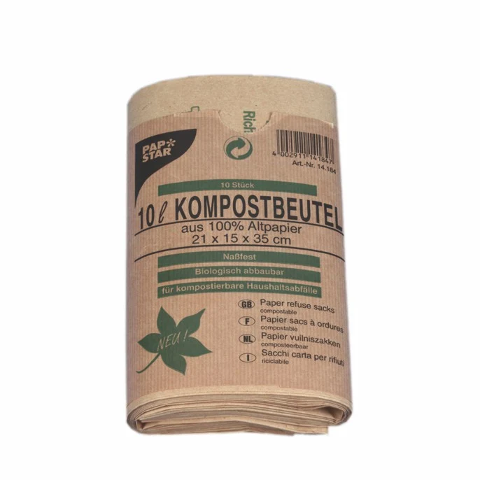 Sacs compostables en papier 10 l 35 cm x 21 cm x 15 cm marron (200 unités)