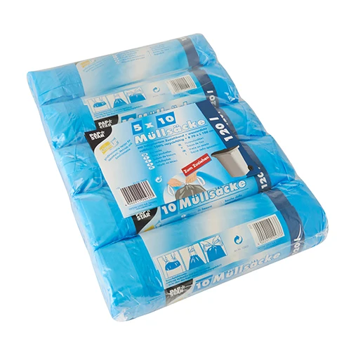 Sacs poubelle lien de fermeture. HDPE 120 l 100 cm x 70 cm bleu (200 unités)