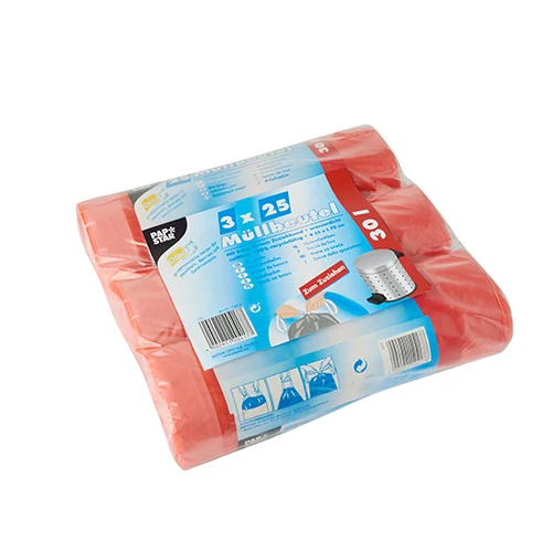 Sacs poubelle lien de fermeture. HDPE 30 l 70 cm x 55 cm rouge (375 unités)