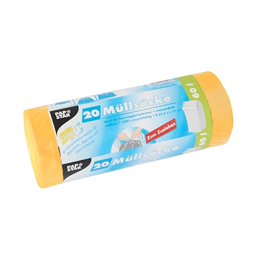 Sacs poubelle lien de fermeture. HDPE 60 l 71 cm x 64.5 cm jaune (180 unités)