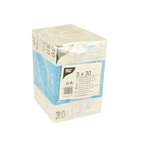 Sacs hygiéniques 28.5 cm x 8 cm x 7 cm blanc en distributeur (1500 unités)